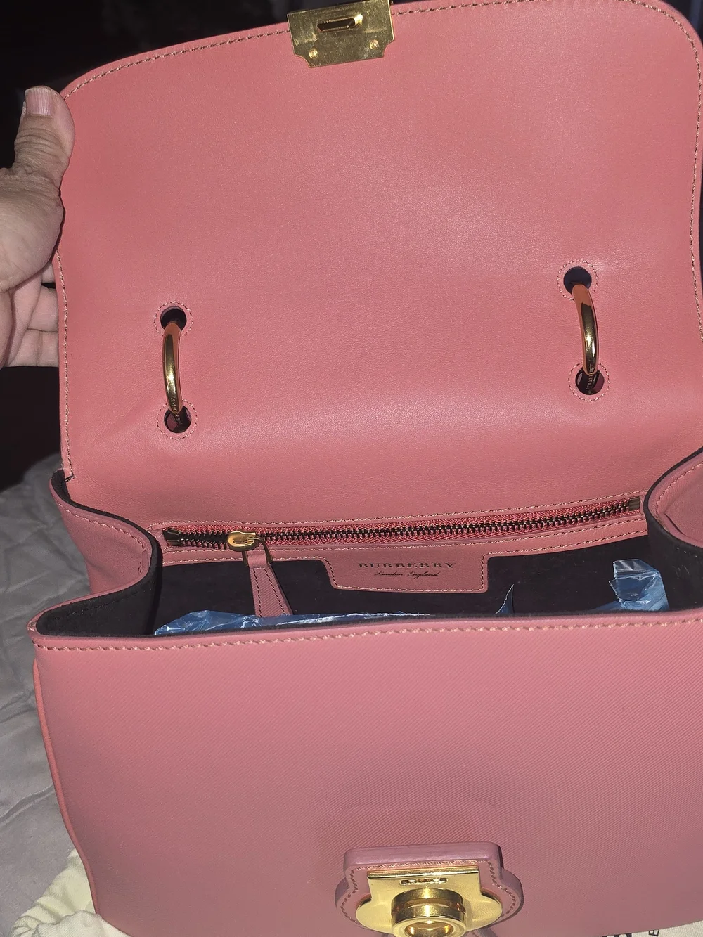 Burberry DK88 Pink Leather Top-Handle Bag with Gold Hardware